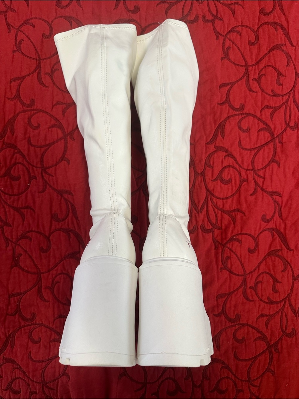Dolls Kill White Knee-High Platform Boots - Picture 4 of 7
